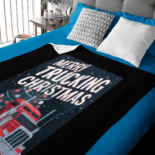 Merry Trucking Christmas Festive Holiday celebrate Baby Blankets