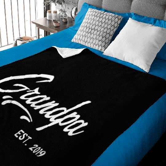 Grandparents Grandpa Established 2019 Grandfather Baby Blankets