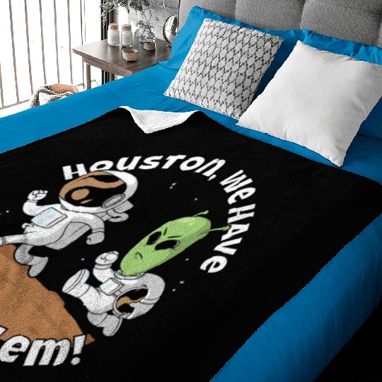 Houston, we have a problem! Funny alien Baby Blankets