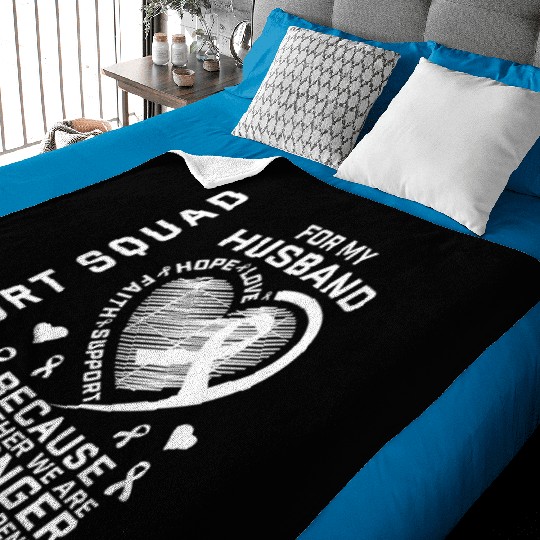 I Wear White Support Husband Lung Cancer Awareness Baby Blankets