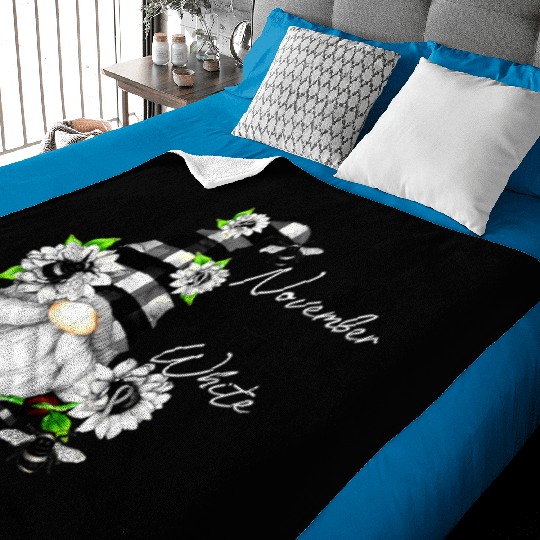 In November We Wear White for Lung Cancer Gnome Baby Blankets