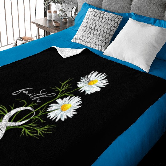 Lung Cancer Month Fight Support White Ribbon Baby Blankets