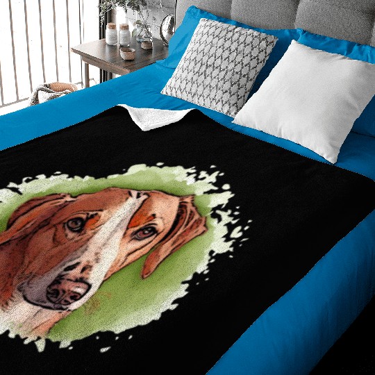 Dog SAVEBRACKE hunting dog - green watercolor Baby Blankets