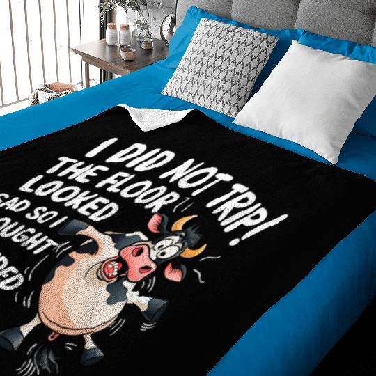 I Did Not Trip The Floor Looked Sad - Funny Cow Baby Blankets