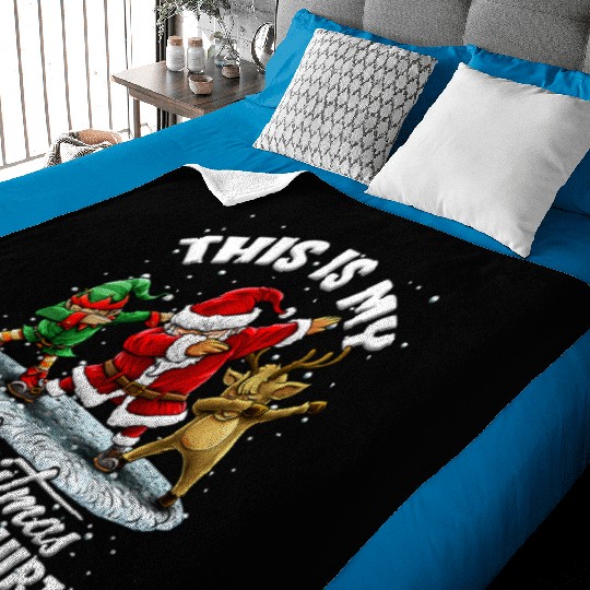 This Is My Christmas Pajama Dabbing Santa Elf Baby Blankets