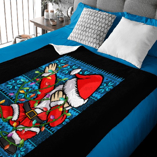 Dabbing Santa Christmas Lights Baby Blankets