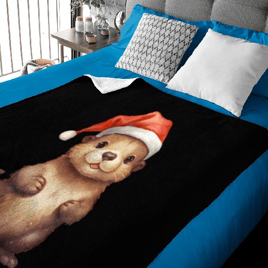 Christmas Merry Christmas For Gift Christmas Otter Baby Blankets