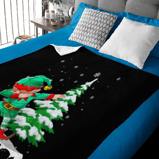 Dabbing Elf Christmas Tree Lights Xmas Family Baby Blankets
