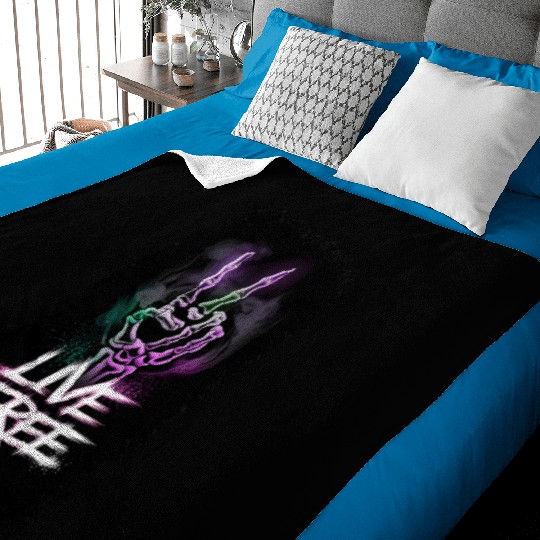 "Live Free Neon Skeleton Hand Design" Baby Blankets