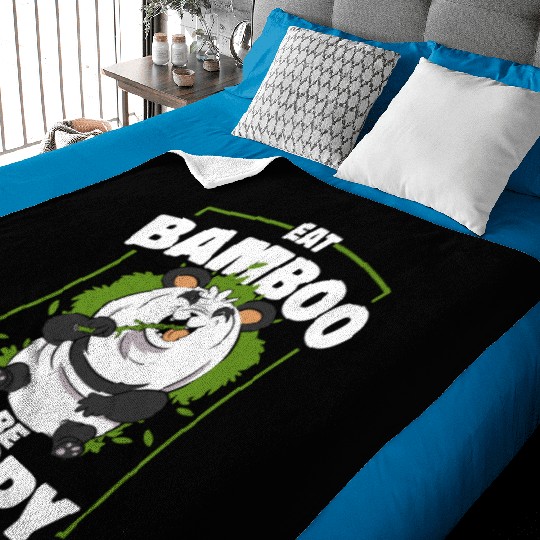 Eat Bamboo Be Happy Panda Bear Friend Lover Giant Baby Blankets