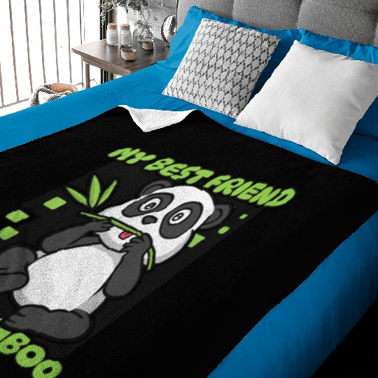 My Best Friend Eats Bamboo Panda Bear Friend Baby Blankets