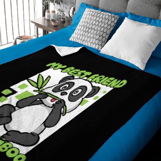 My Best Friend Eats Bamboo Panda Bear Friend Baby Blankets