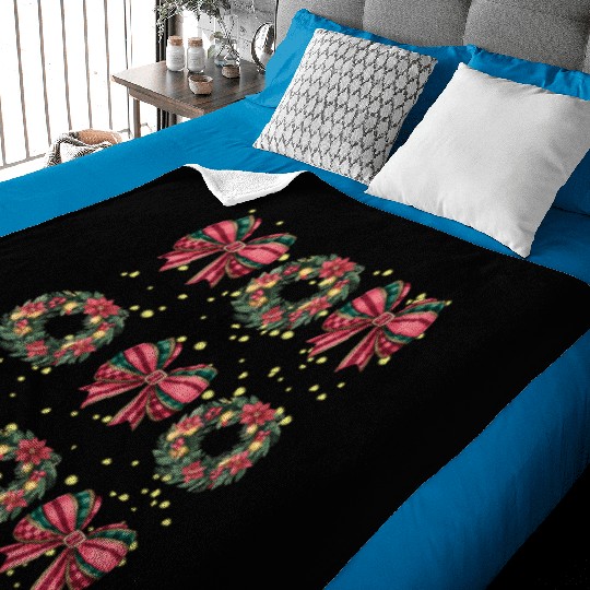 Christmas wreath, Christmas Coquette Bow Baby Blankets