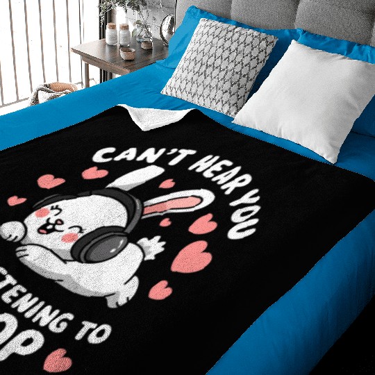 Can't Hear You K-Pop Bunny Baby Blankets