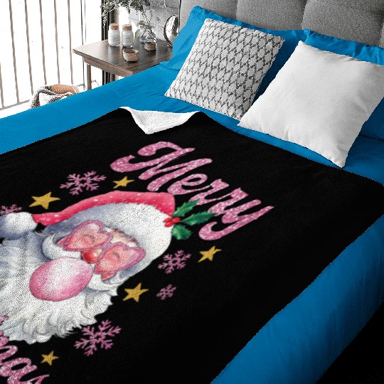 Merry Christmas, Christmas Vingtage, Preppy Santa Baby Blankets