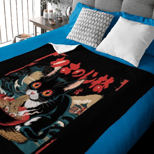Funny Cat Ramen Japanese Cute Cat Baby Blankets