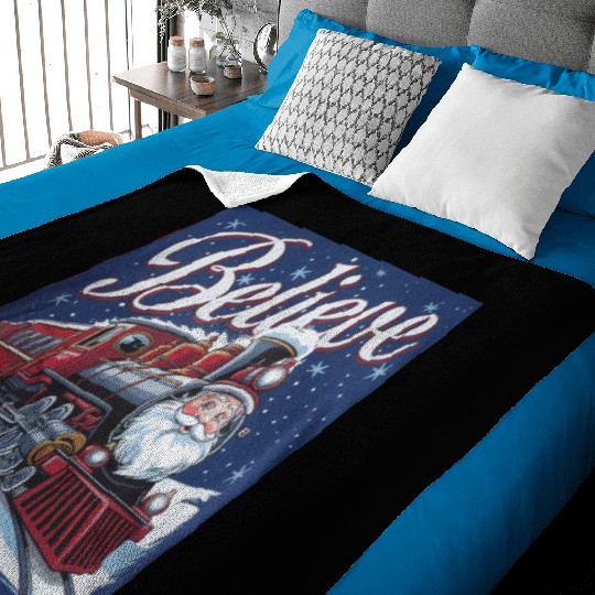 Believe Train North Pole Xmas Santa Claus Christma Baby Blankets
