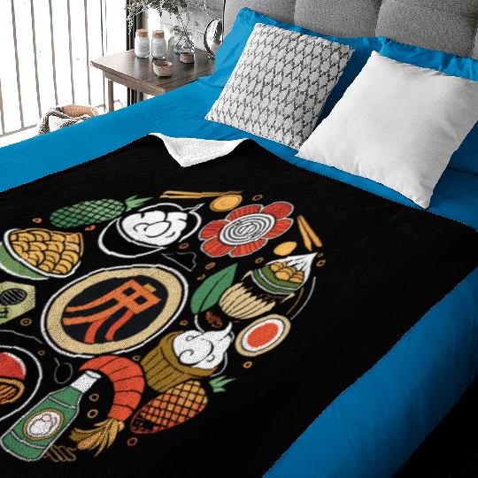 Japanese Cuisine Circle Retro Design Baby Blankets