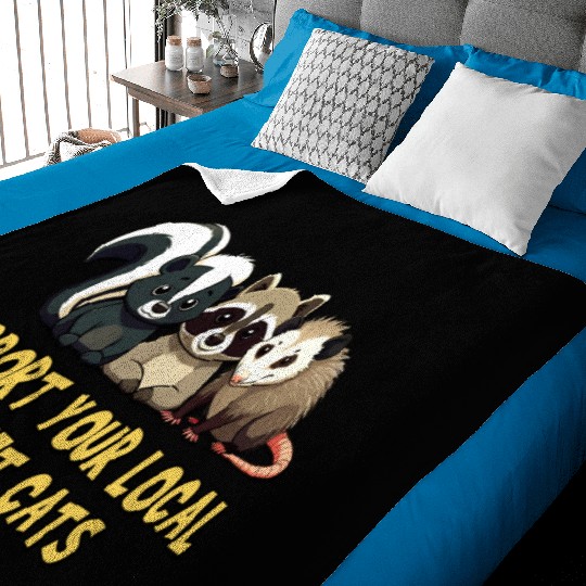 Support Your Local Street Cats - Raccoon, Opossum Baby Blankets