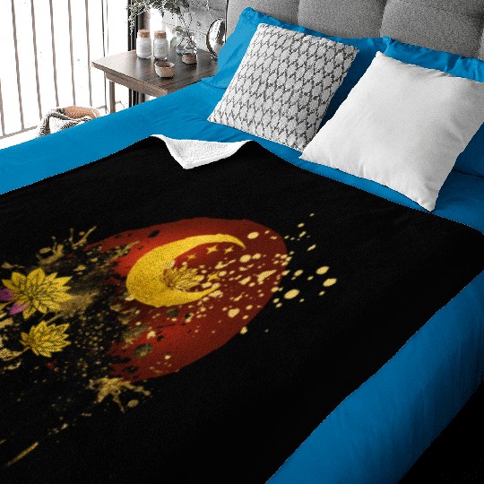 Celestial Lotus Moon Spray Design Baby Blankets