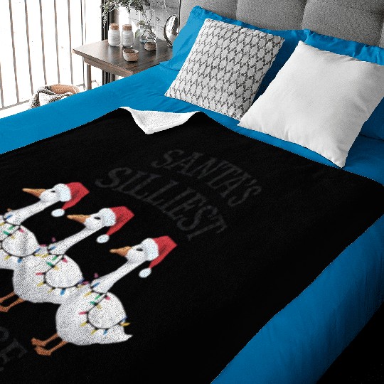 Santa's Silliest Goose Christmas Baby Blankets