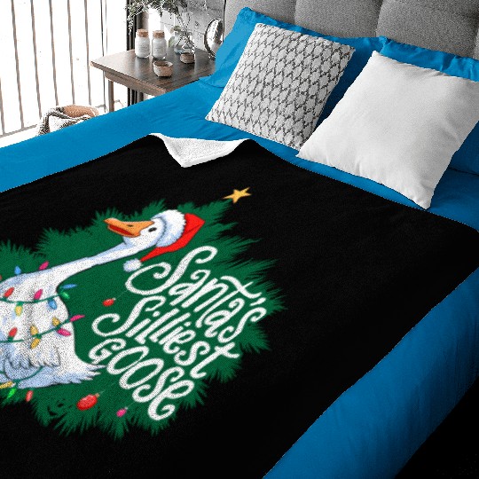 Santa s silliest goose Funny Christmas Family Baby Blankets