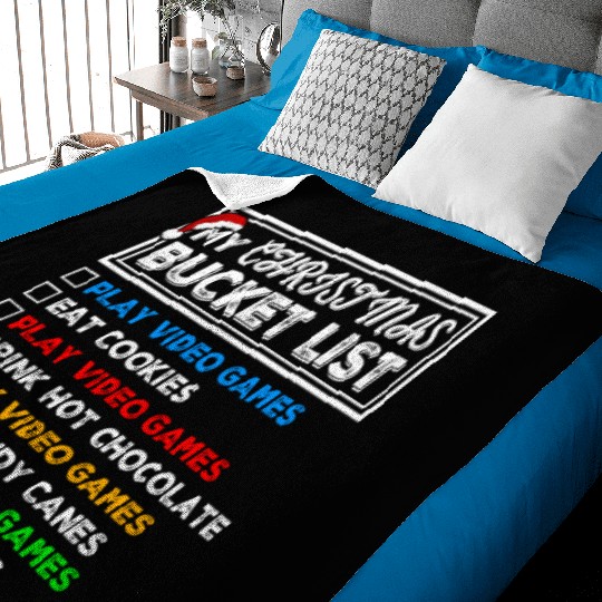 Christmas Bucket List Video Games Xmas Gamer Baby Blankets