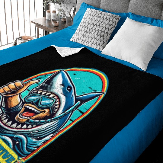Stay Positive Shark Baby Blankets