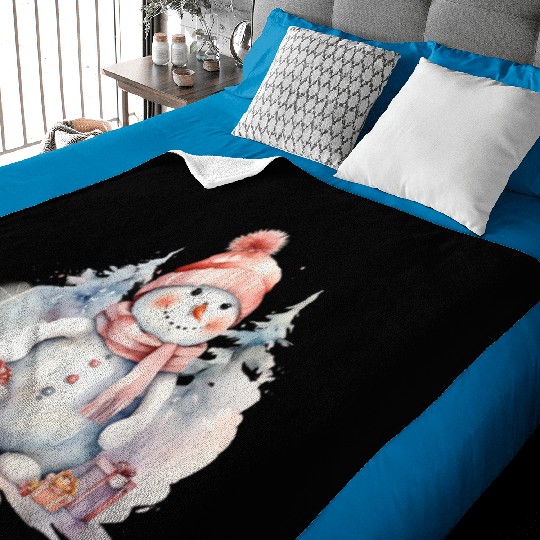Snowman Christmas, Merry Christmas Baby Blankets