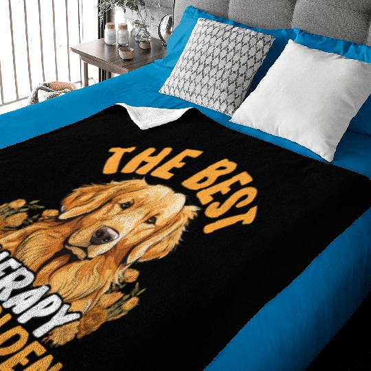 The Best Therapy Is A Golden Retriever Dog Lover Baby Blankets