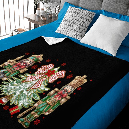 Green Floral Nutcrackers Baby Blankets