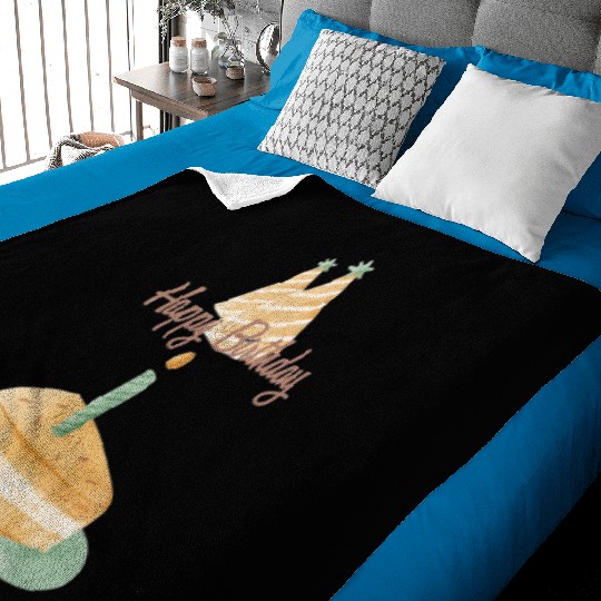 card neutral pale watercolor style birthday Baby Blankets