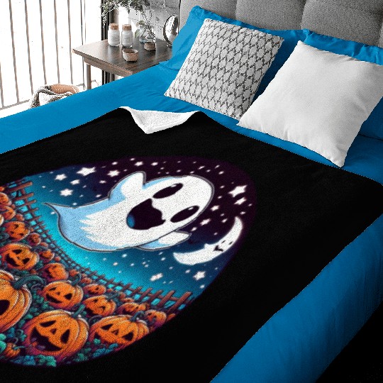 Friendly Ghost in the Pumpkin Patch Baby Blankets