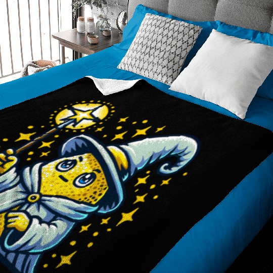 Cute Wizard Lemon with Magic Wand Baby Blankets