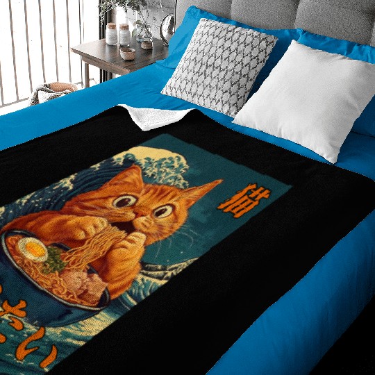 Cat Ramen Japanese Graphic Art Kids Men Women Fun Baby Blankets