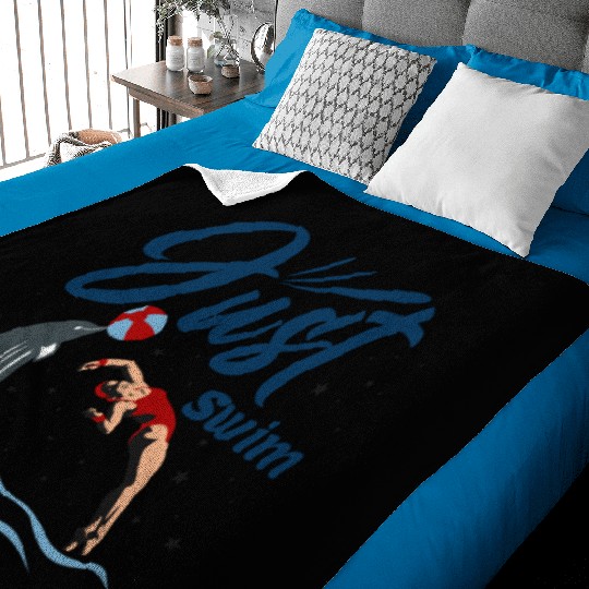 Just Swim - Cute Dolphins With Swimmer Baby Blankets