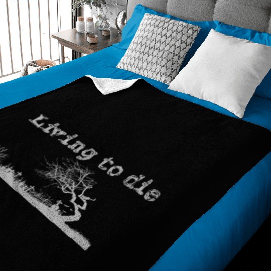 Graveyard shilouet typography Living to die Baby Blankets