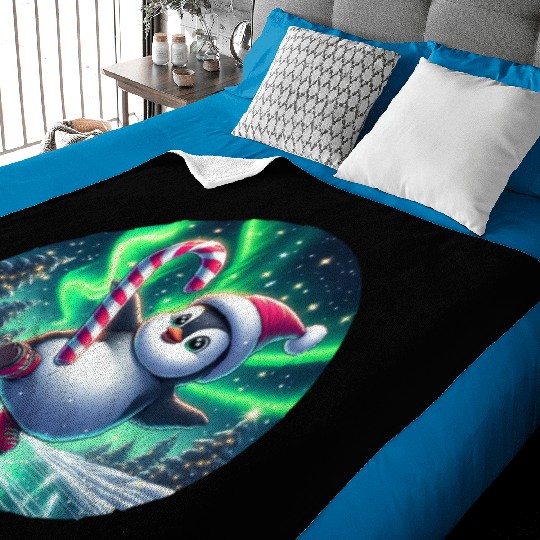 Penguin's Northern Lights Skate Baby Blankets