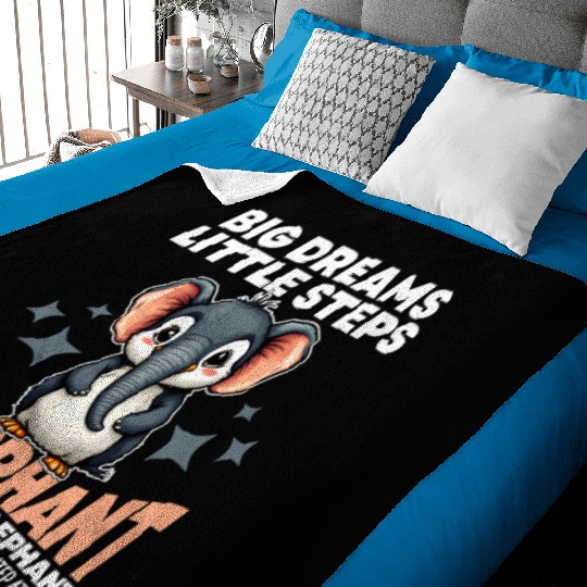 BIG DREAMS LITTLE STEPS - PENGUIN AND ELEPHANT Baby Blankets