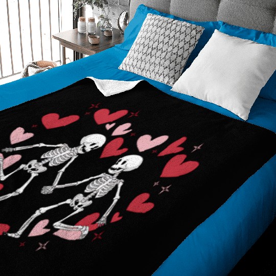Coquette Valentine Dancing Skeleton Baby Blankets