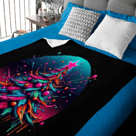 Neon Graffiti Christmas Tree with Bold Spray Paint Baby Blankets
