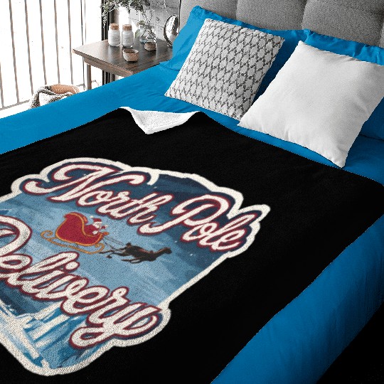 Magical Arctic Night Santa Sleigh North Pole Baby Blankets