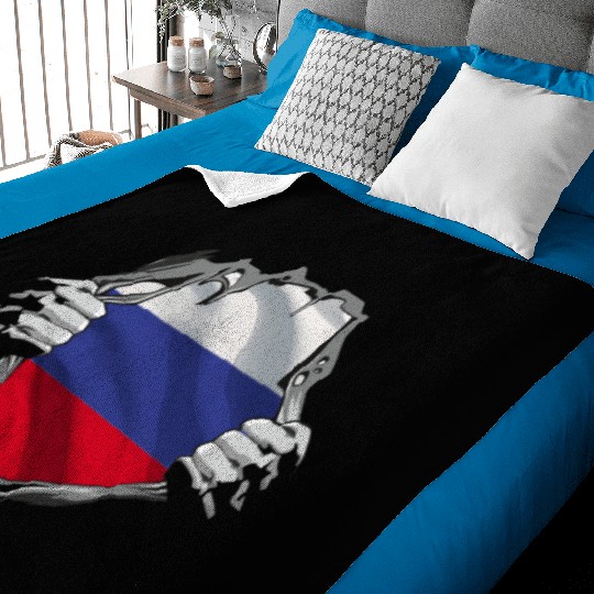 Russian Flag Breaking Through Design Baby Blankets