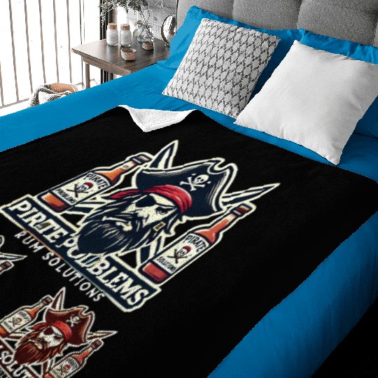 Pirate Problems Rum Solutions Baby Blankets
