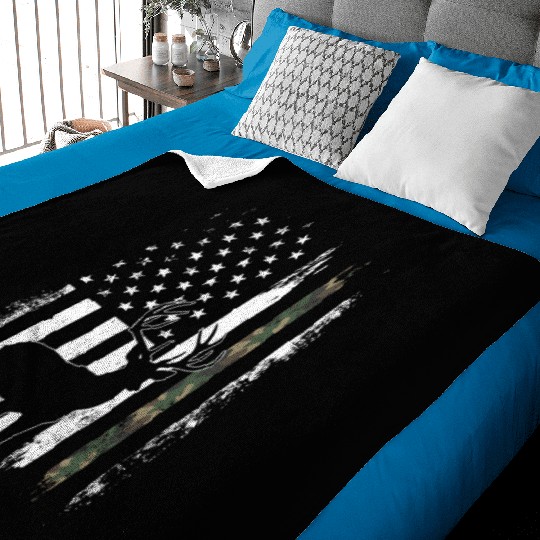 Camo US Flag Deer Elk Buck Camoflage Hunting Baby Blankets