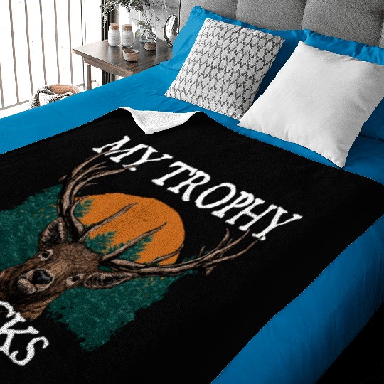 My Trophy Racks Hunting Deer Hunter Elk Bowhunting Baby Blankets