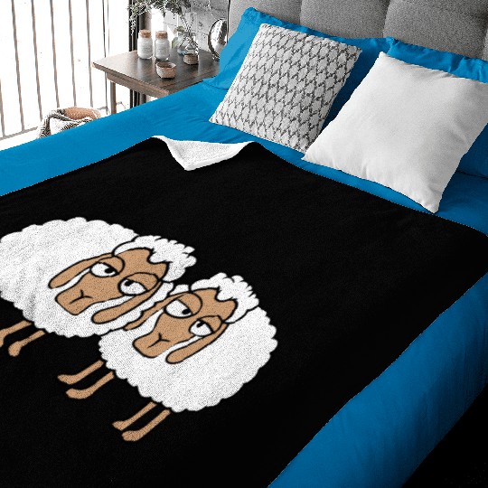 2 Sheep Tired Bored Look Team Sweet Crew Friends Baby Blankets