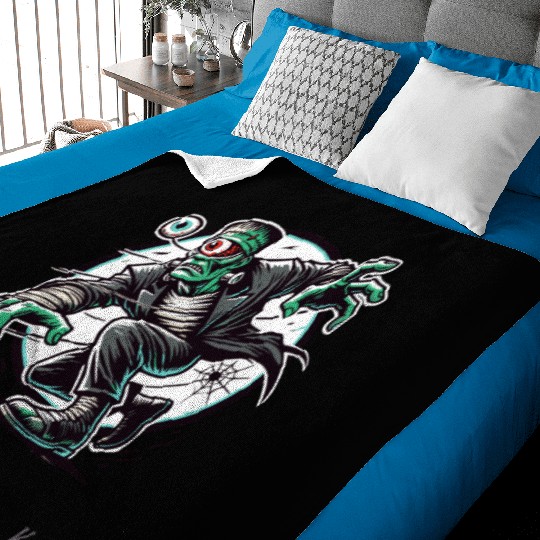 The Green One-Eyed Cyclops Monster Baby Blankets