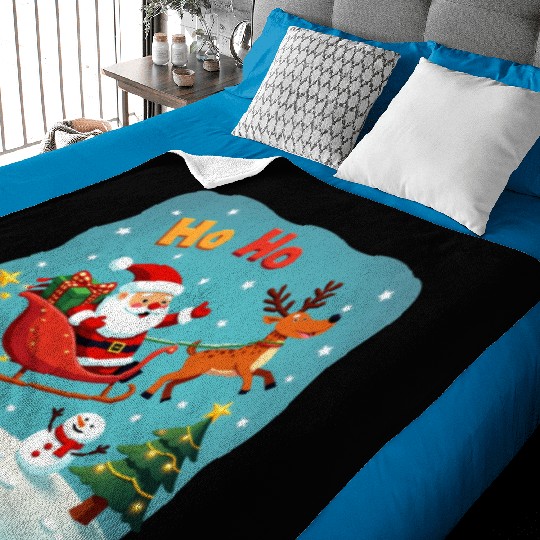 Santa Clause waving " HO-HO" Baby Blankets