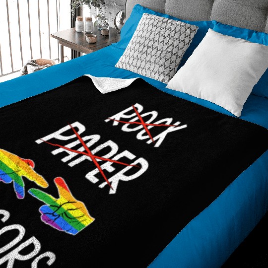 LGBTQ Lesbian Rock Paper Scissors Baby Blankets